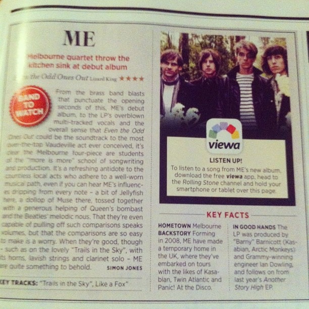 Article sur Me dans le magasine Rolling Stone.